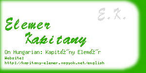 elemer kapitany business card